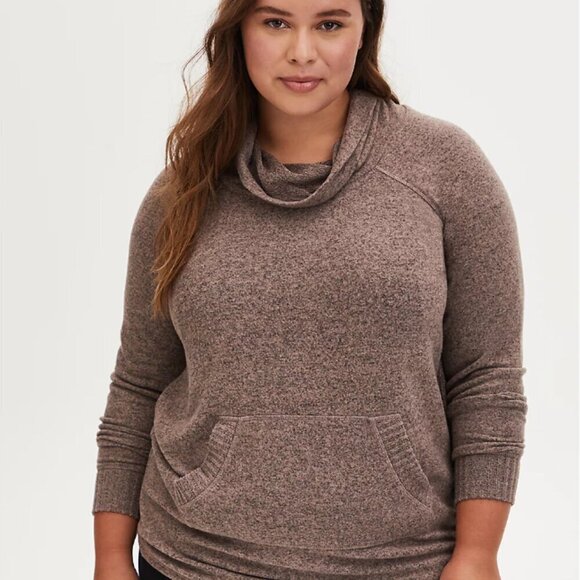 Torrid Super Soft Plush Walnut Cowl Neck Tunic Sweatshirt 3x 22 24 - Picture 1 of 11